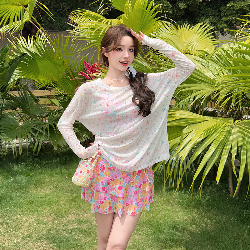 长袖泳衣女款分体四件套性感聚拢钢托大码微胖遮肉高级感2025新款