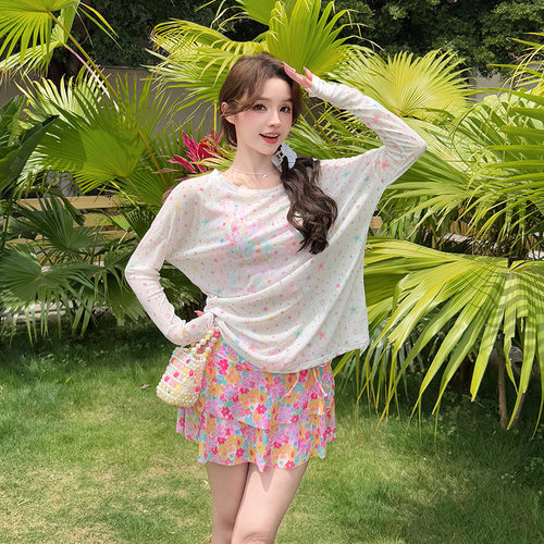 长袖泳衣女款分体四件套性感聚拢钢托大码微胖遮肉高级感2026新款