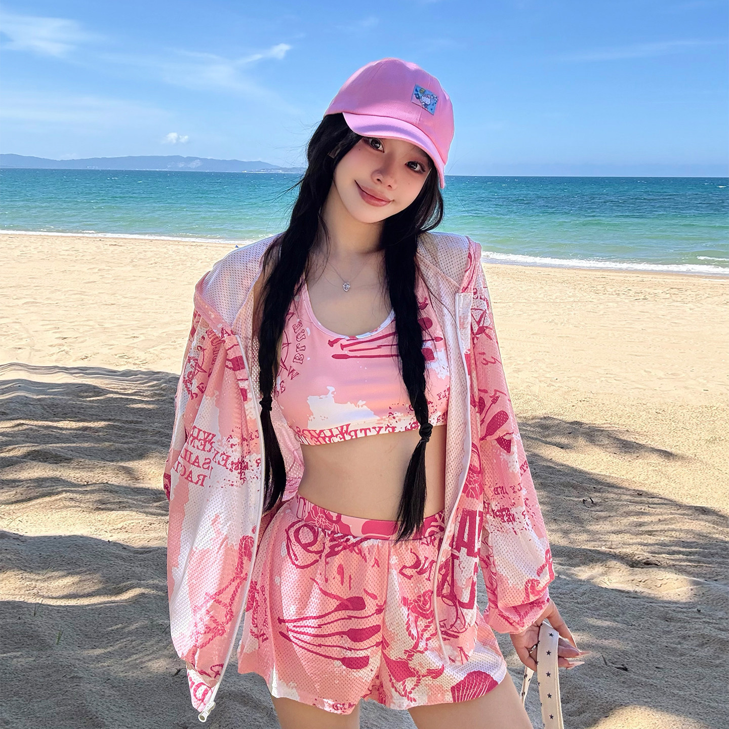 泳衣女款成人分体平角三件套罩衫保守运动大码微胖遮肉度假风温泉