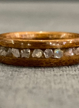 原创设计木质镶嵌水晶木头戒指手工创意款求订婚小众情侣森系礼物