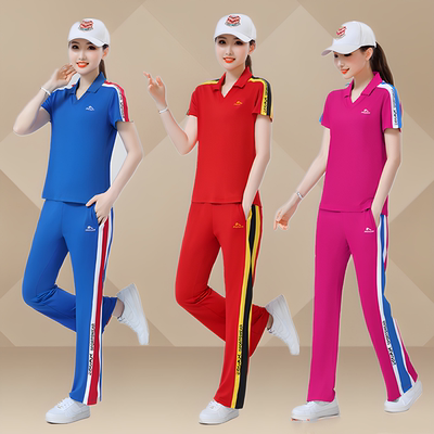 晋冠团体健身演出短袖运动服套装