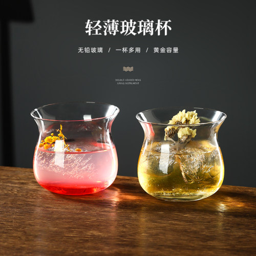 胖胖反口杯玻璃咖啡杯轻薄冰美式拿铁杯简约茶杯鸡尾酒杯冷饮杯子