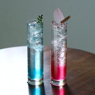 20cm圆柱果汁杯鸡尾酒杯冷饮咖啡杯金汤力柯林杯高颜值透明玻璃杯