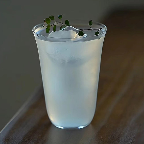 日式超薄阔口玻璃杯咖啡杯气泡水杯ins风柯林杯酒吧调酒鸡尾酒杯