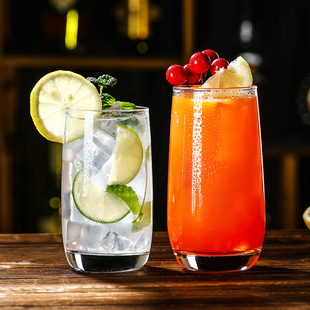 加厚玻璃杯透明喝水杯饮料果汁牛奶杯威士忌洋酒杯客厅茶杯圆杯子