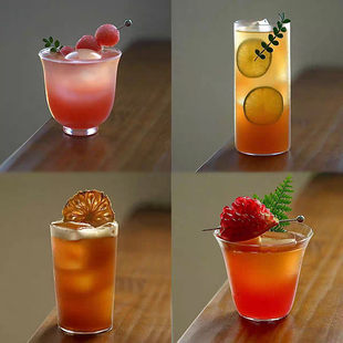 日式木村超薄玻璃杯柯林杯长饮杯海波杯鸡尾酒杯咖啡杯威士忌杯子