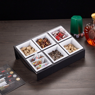 分格小吃碟架酒吧开台果盘套装KTV零食盘干果盘 水果拼盘塑料碟子