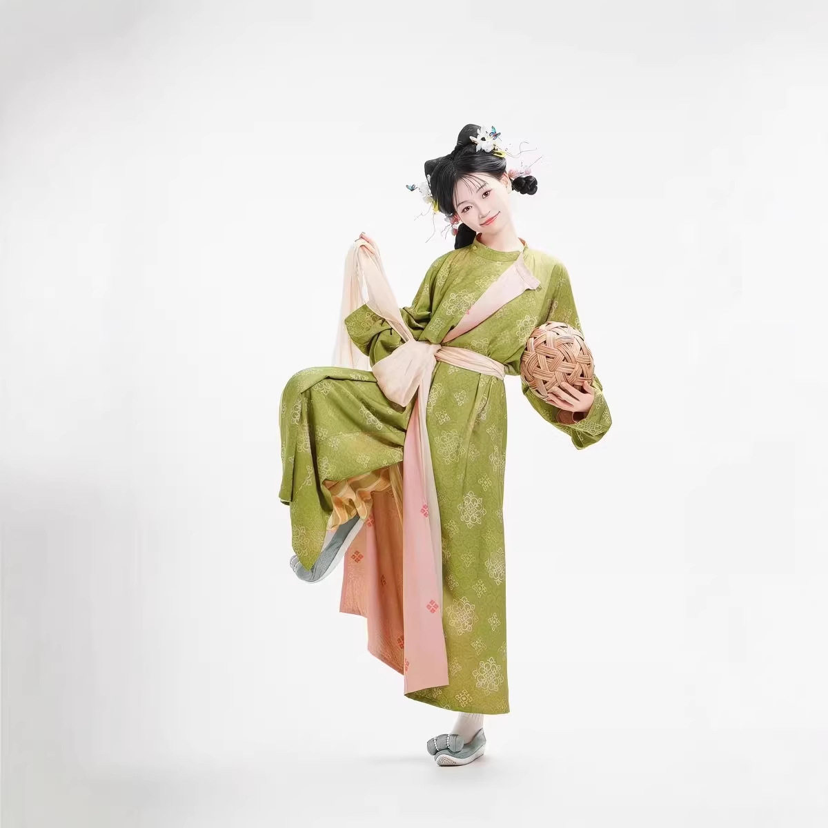 原创汉服女【西瓜控】双面印花唐圆领袍灯笼裤复原风时尚春夏套装