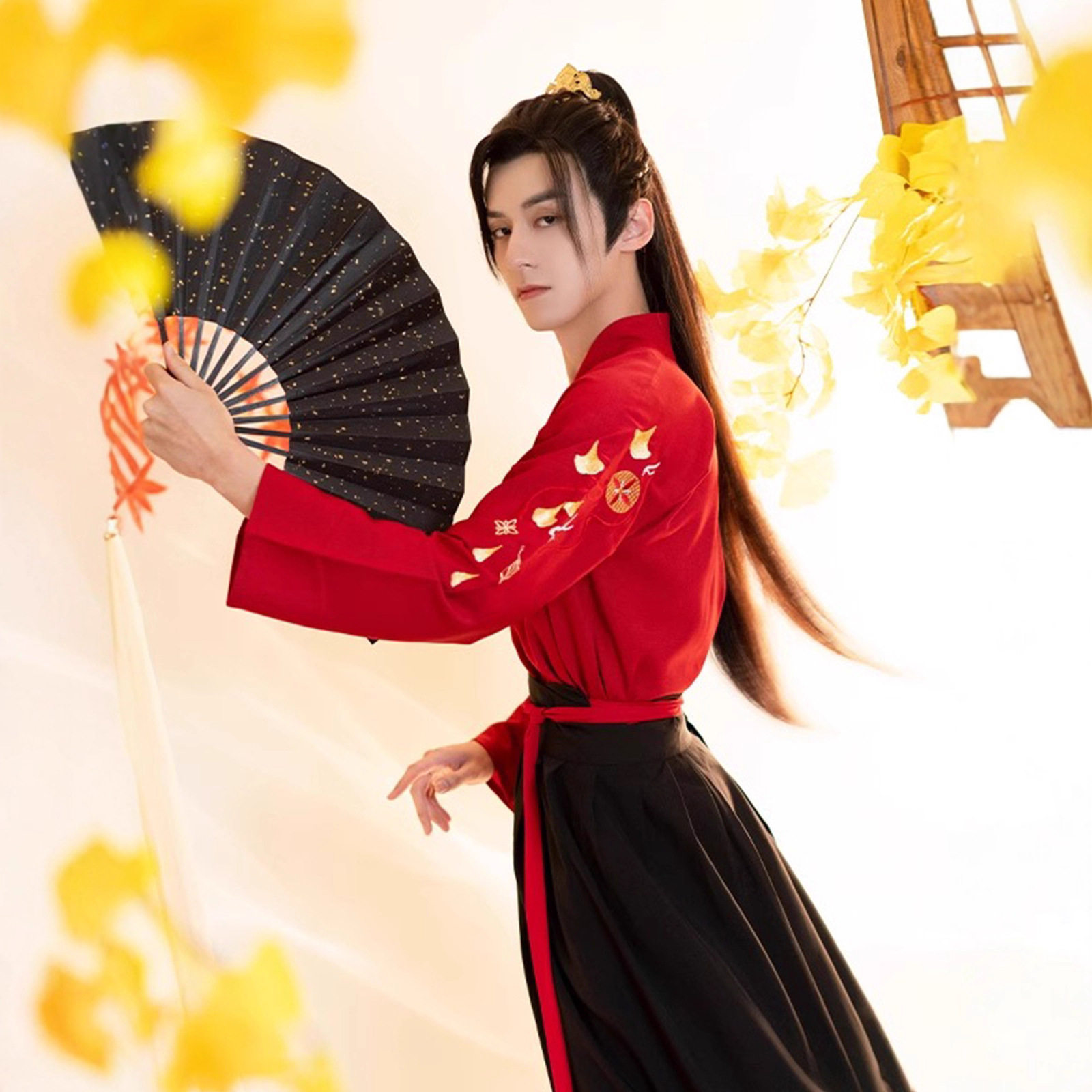 原创魏晋风汉服男装2026新款大码红色黑色武侠风古风仙气日常全套