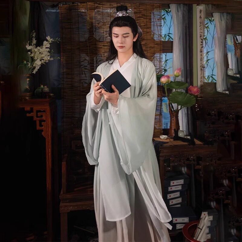 原创汉服2026新款男女情侣魏晋风交领齐腰印花古装中国风春秋套装