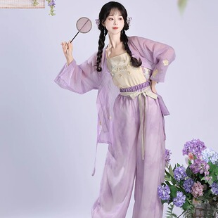 国风改良秋季 原创汉服女2026新款 新中式 百褶裙圆领短衫 宋制灯笼裤