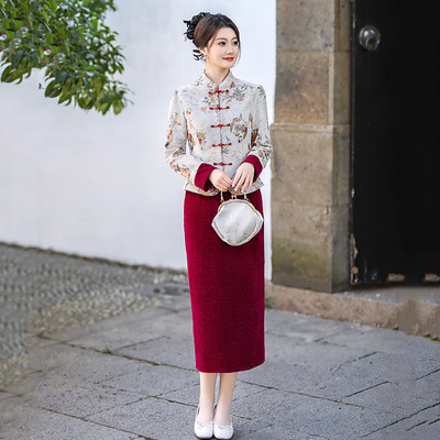 高端国风新中式上衣改良旗袍2025新款女复古修身长袖日常可穿春秋