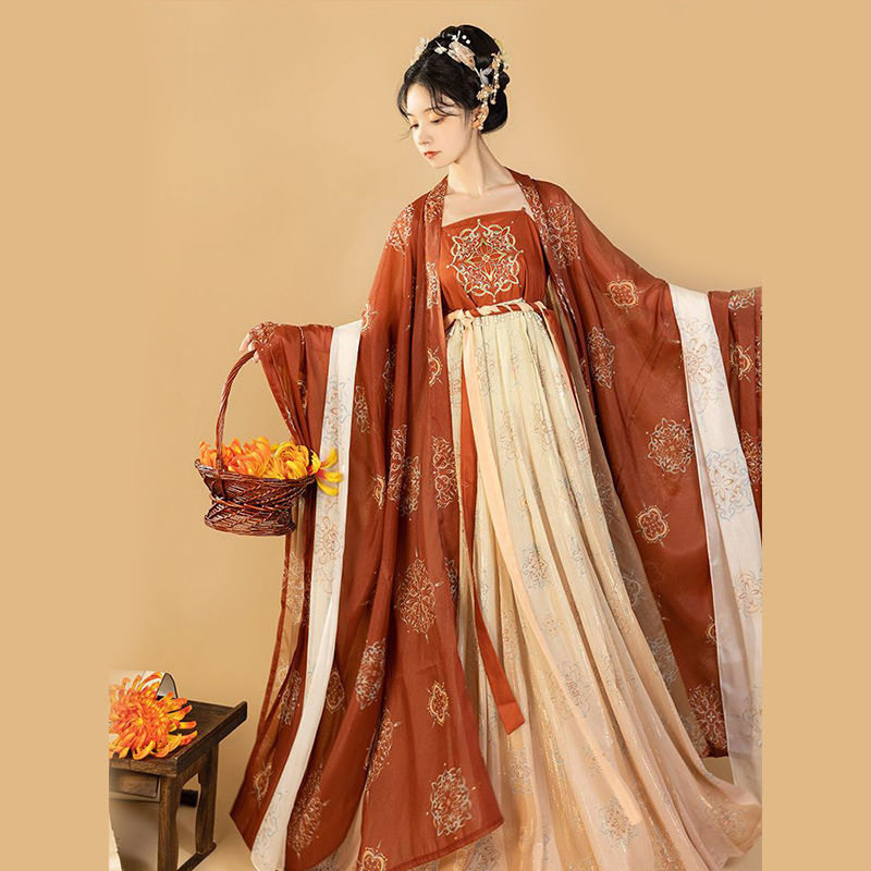 原创汉服女唐制诃子裙大袖衫披帛全套唐朝古装复原款春夏新款套装