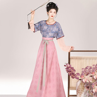 新款原创唐制汉服[碧城]敦煌印花唐褙子夏内搭圆领衫八破裙日常款