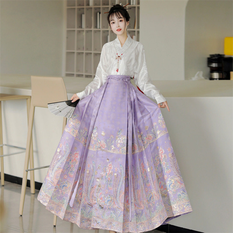 凤羽新中式红色织金妆花马面裙国风明制汉服女重工半身裙日常通勤