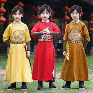 御龙儿童汉服春夏款唐制刺绣汉服圆领袍中国风男女童唐国风演出服