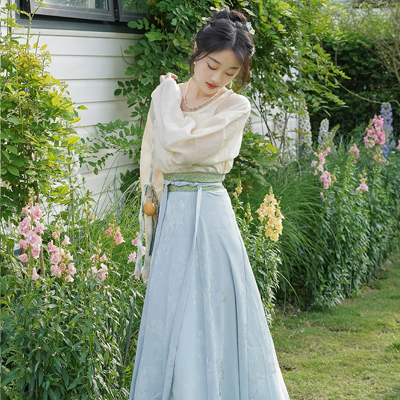 2026年【紫嵐】天丝唐制圆领衫提花八破群汉服显瘦套装女新款夏