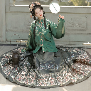 汉服女明制立领对襟短衫琵琶袖马面裙小个子春秋套装国风范中国风