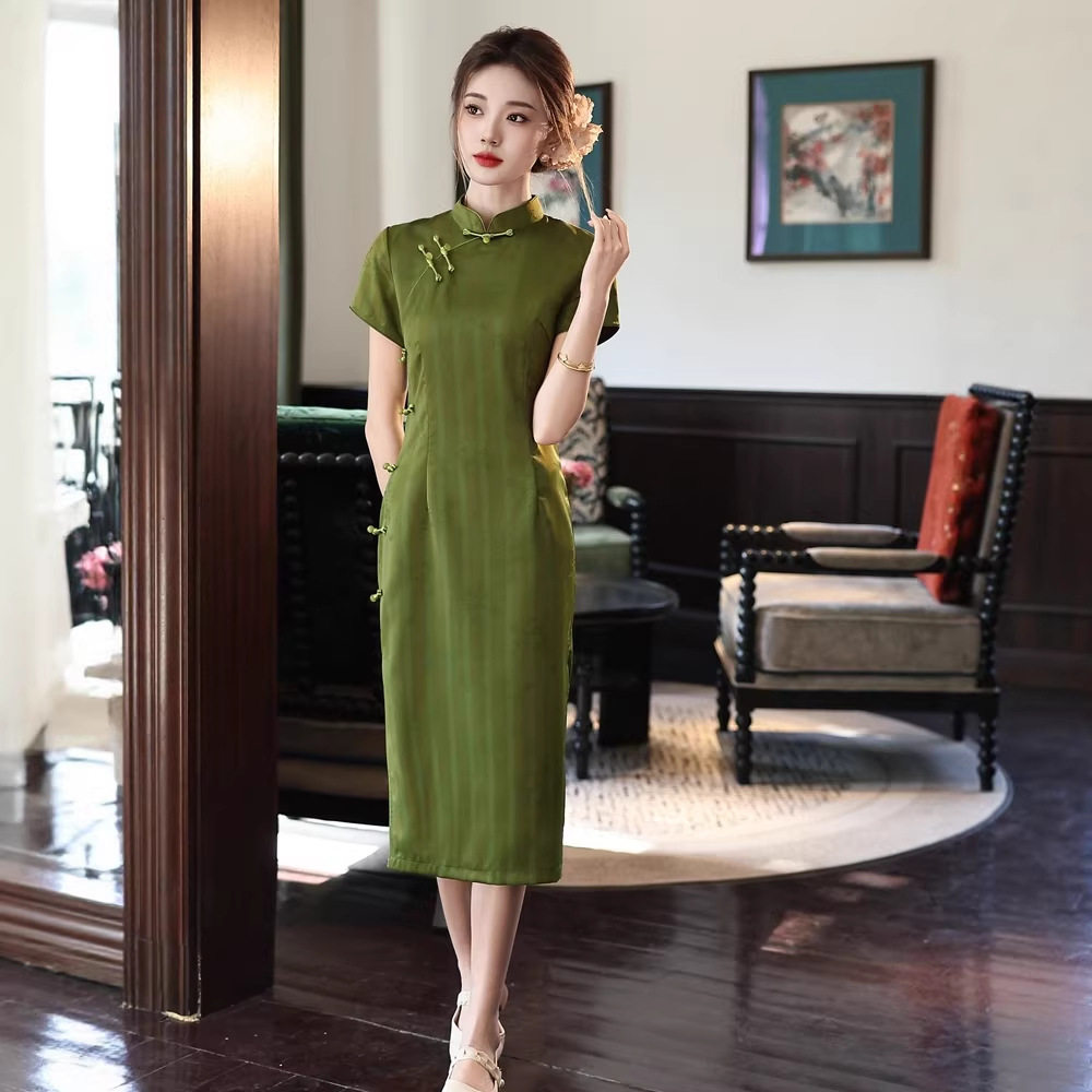 改良旗袍2026新款绿色新中式女小个子日常可穿年轻款连衣裙夏