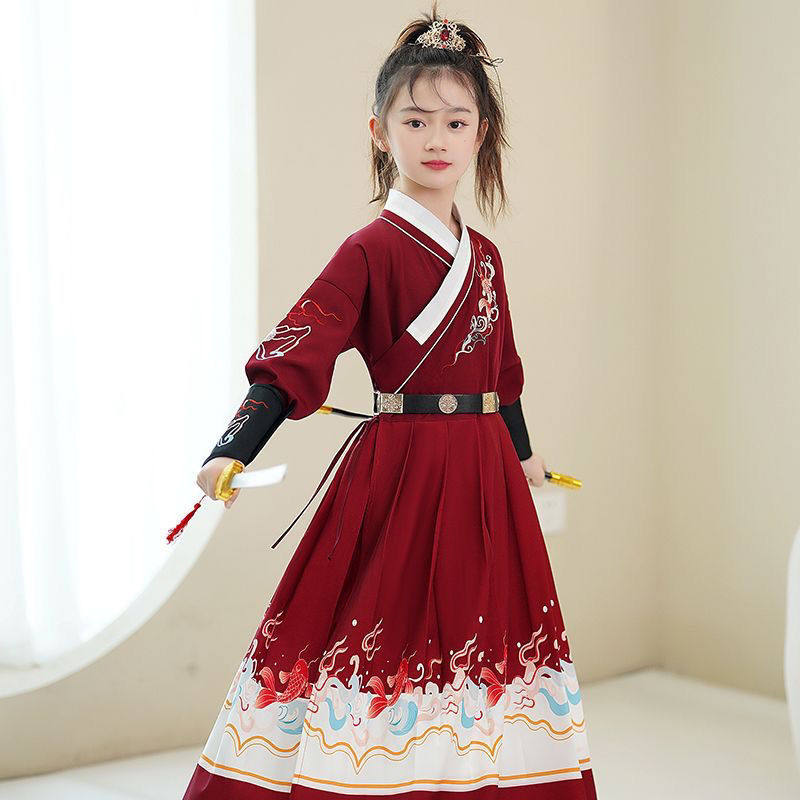 女童汉服花木兰表演服走秀武侠风古装儿童锦衣卫飞鱼服女孩国学服