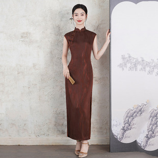感无袖民国风长款旗袍改良年轻款2026新款女复古新中式晚礼服