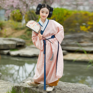 原创女童汉服2026新款晋制直裾交领儿童古风写真书童演出日常古装
