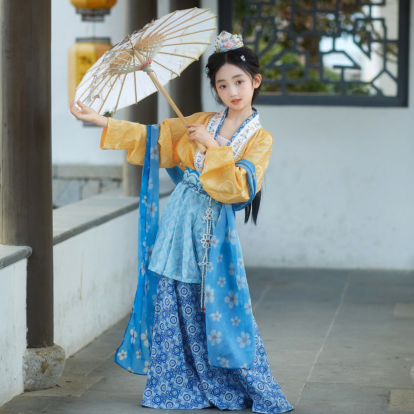 原创女童汉服2026新款宋制对襟短衫齐腰裙儿童演出服古风写真古装