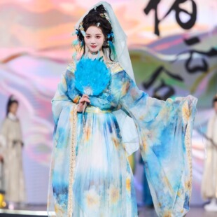正版原创南北朝交领汉服女2026国风大典走秀同款印花仙气宫廷古装