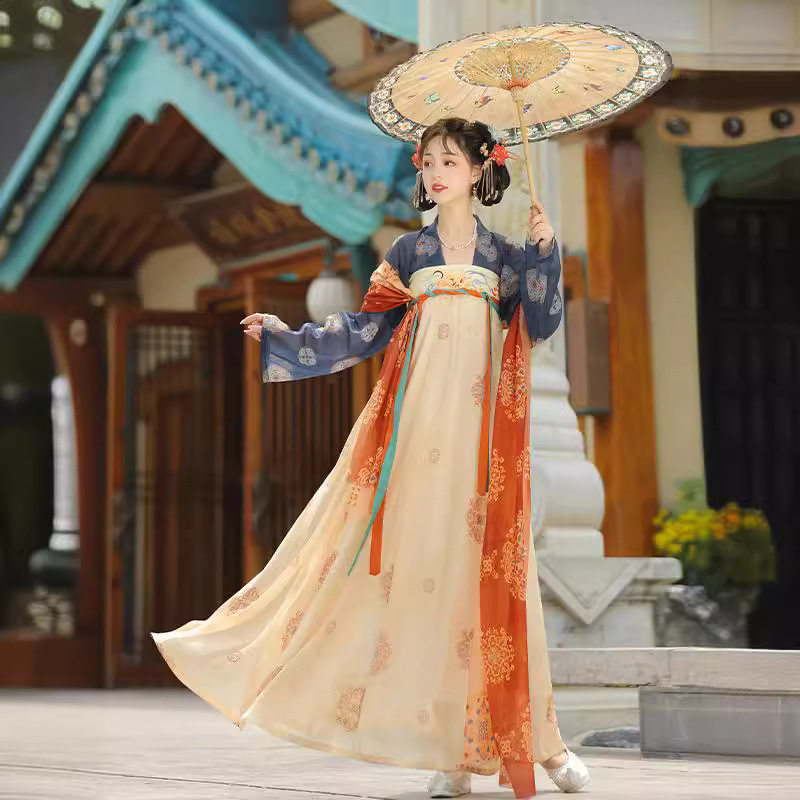 唐制原创汉服女2026新款夏季套装齐胸破裙一片式刺绣复原款非古装