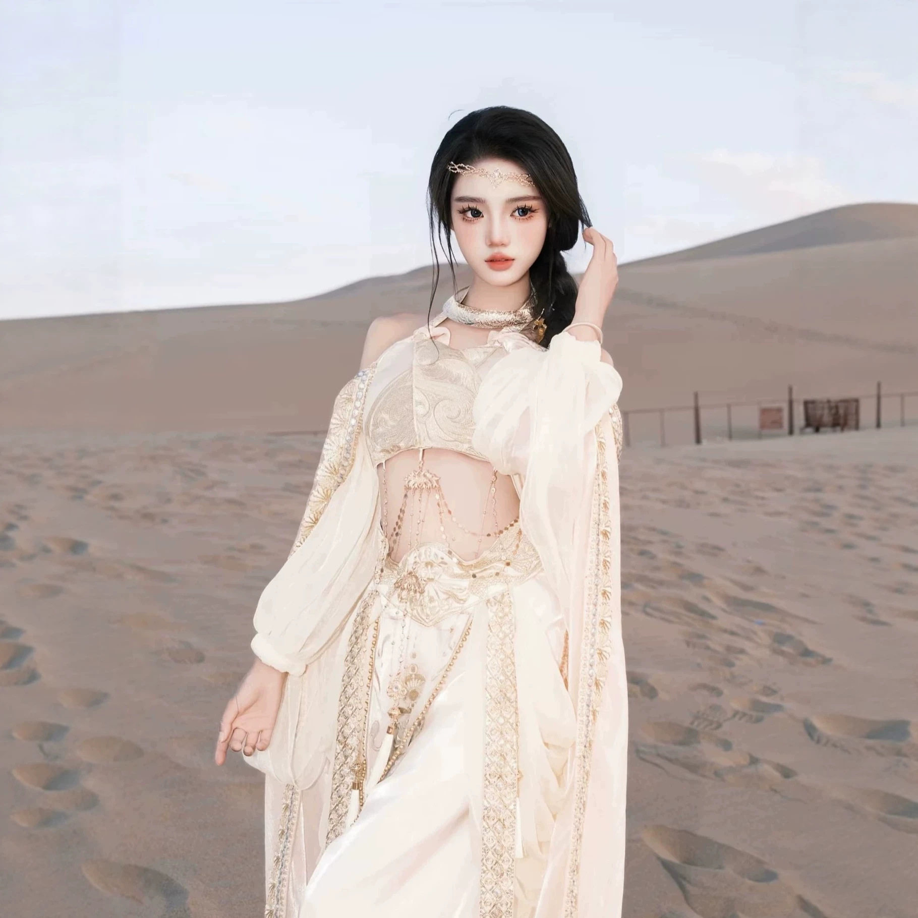敦煌飞天汉服改良西域公主沙漠旅拍写真服异域风情舞蹈演出服套装