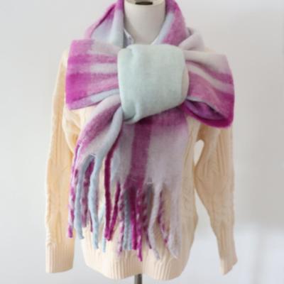 围巾加厚去东北防静电处理圈圈纱24年日本单纯原尾货柔软蓝紫色