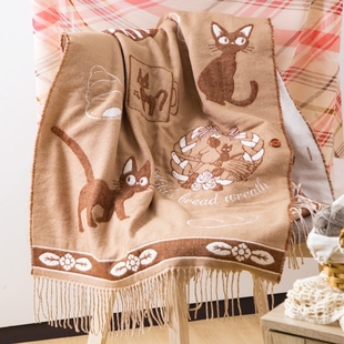 围巾披巾扣子两用魔女小猫冬季保暖可爱少女加厚日系长百搭卡通