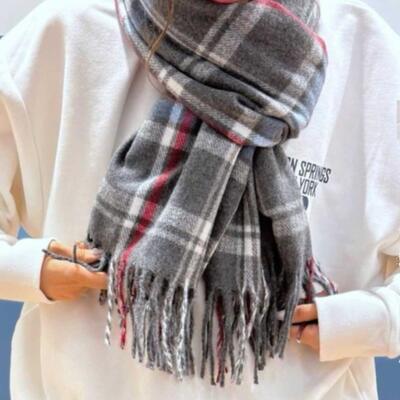 秋冬格子日系男女JK情侣围巾披巾