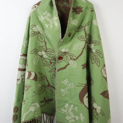 围巾披巾扣子两用款办公室动物动漫卡通龙猫女加厚双面冬季保暖