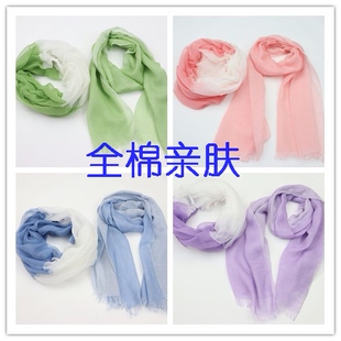 围巾纱巾小尺寸全棉100%春秋薄款围脖两用成人男女儿童日本原单
