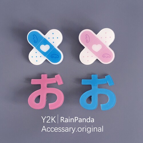 雨熊Y2K自制创可贴水色系统发夹日文绷带亚文化饰品Lolita