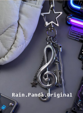 雨熊y2k亚文化音符挂件赛博朋克风手机链挂件咕本链卡册钥匙扣