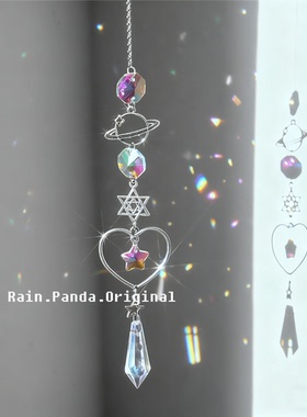 雨熊ins星球月亮水晶风铃捕梦网y2k亚文化配饰闺蜜礼物