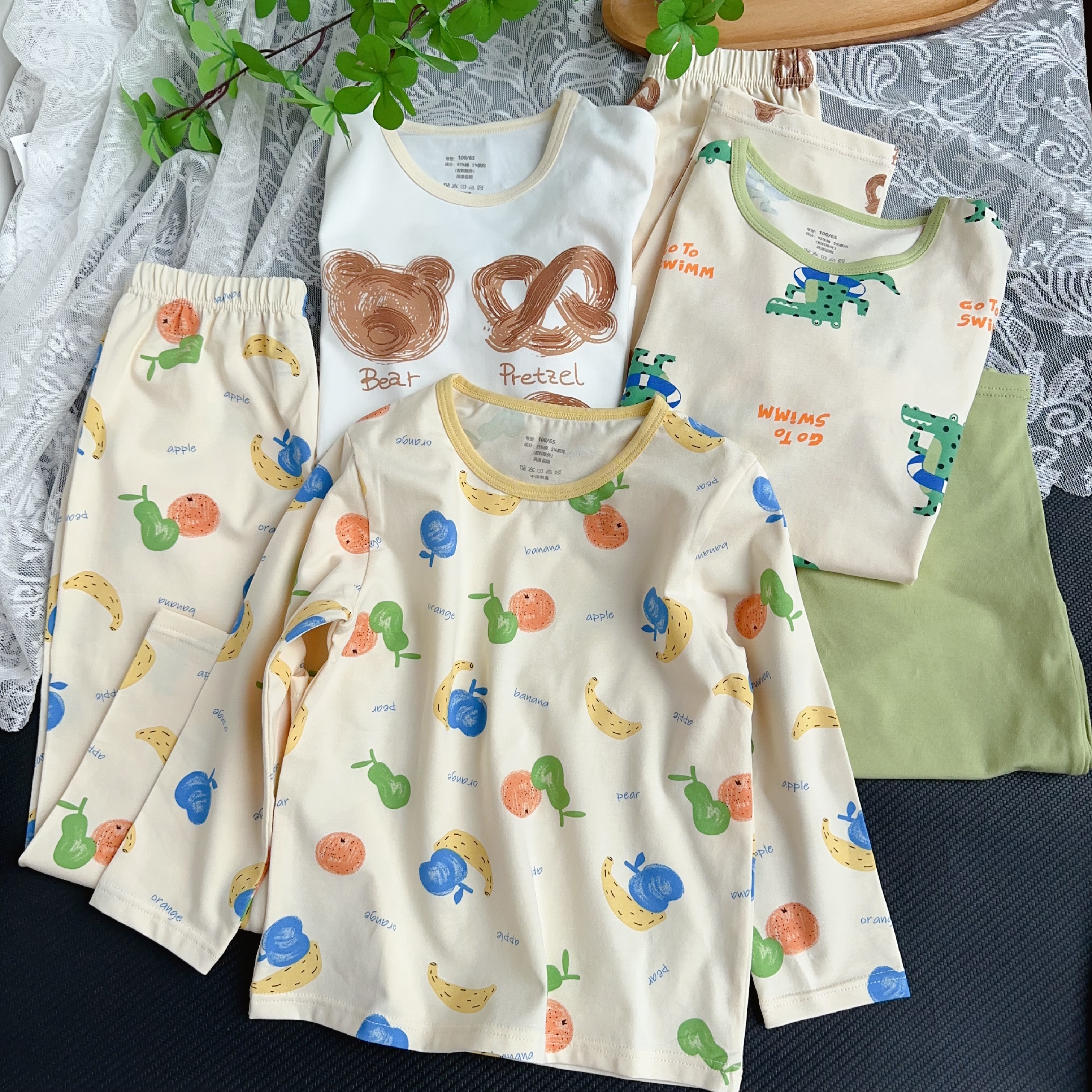 100-160码A类春秋季纯棉薄款儿童睡衣男女童夏季空调房家居服套装