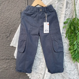 啦~柜春季女童装纯棉夏季薄款工装裤中大童宽松休闲裤男童裤子潮
