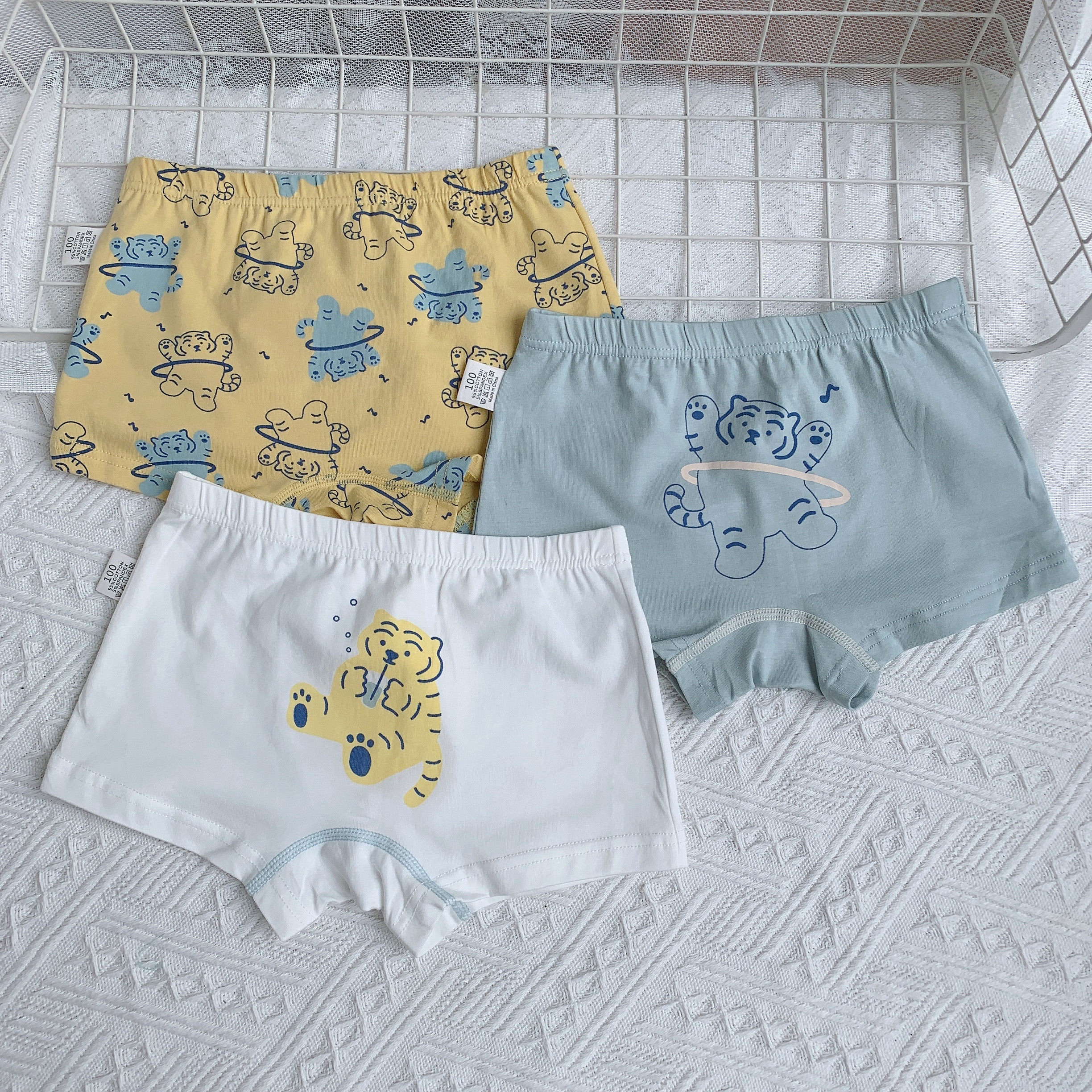 3条装 A类 不夹PP 小老虎男童弹力平角内裤 纯棉宝宝薄卡通四角裤,童装/婴儿装/亲子装,内裤,淘宝优惠券,粉丝福利购,淘宝优惠卷