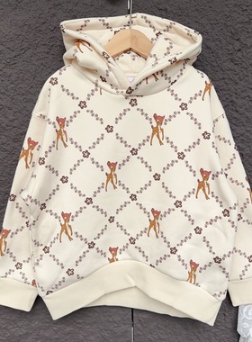 柜549K K秋冬女童连帽卫衣中大童洋气女孩上衣加绒加厚保暖潮童装