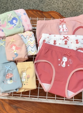 100-160码不夹PP A类纯棉抗菌女童三角内裤 可爱柔软小中大童内裤