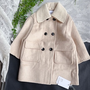 设计部落童装女童双面羊毛大衣中长款儿童秋冬高端呢大衣洋气外套