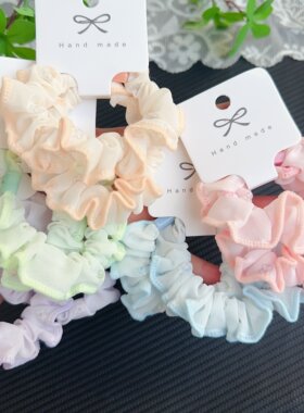 2条装 小清新花朵少女雪纺马尾发圈  甜美花边小肠大童丸子头发绳