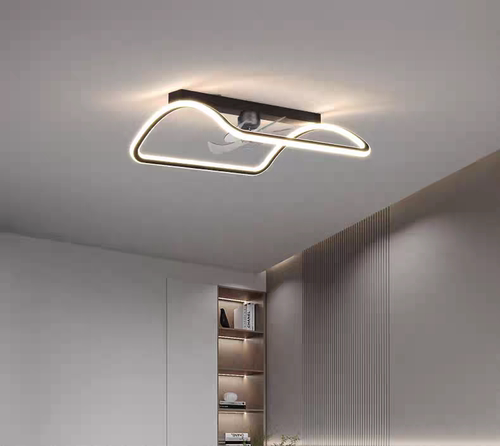 风扇灯2025上新款轻奢大气极简线条吸顶灯简约现代个性书房卧室灯