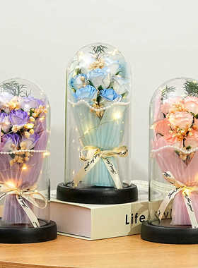 情人节送女朋友女生玫瑰花束实用摆件高级感永生花生日礼物520花