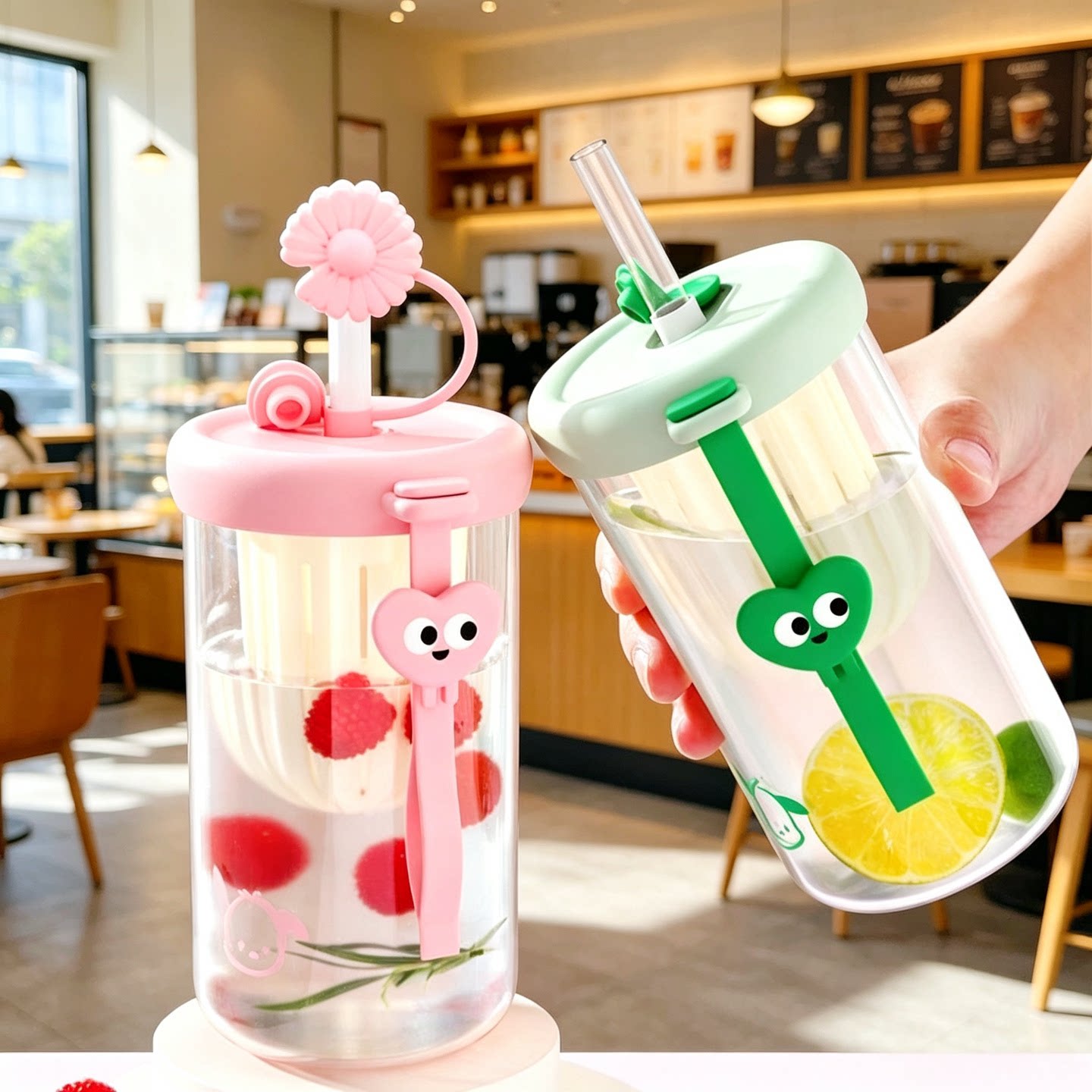 可爱创意吸管杯办公室高颜值水杯图片