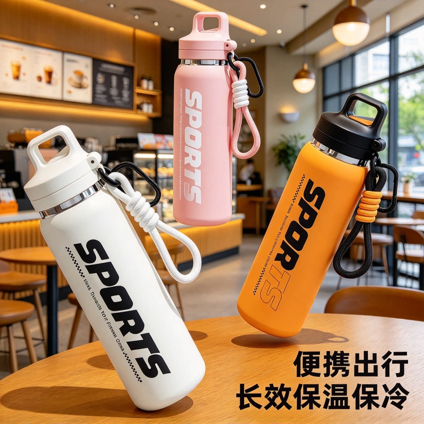 316不锈钢保温杯一键弹盖