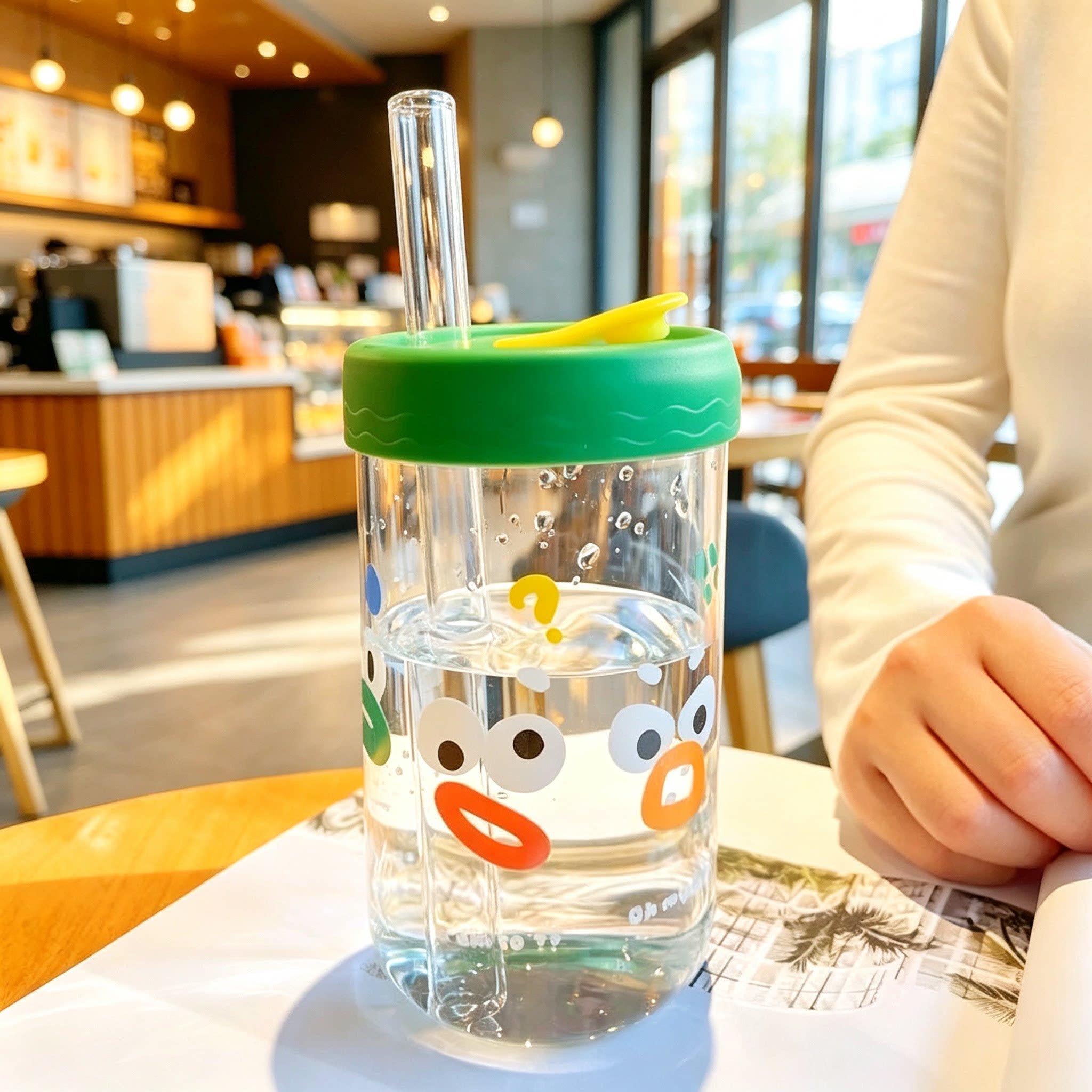 大容量高硼玻璃杯儿童吸管杯